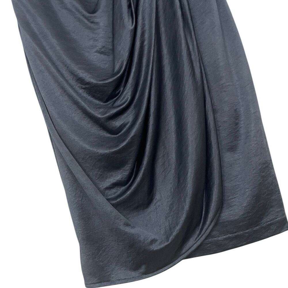 Suzi Chin For Maggy Boutique Vintage Silky Blue Shimmery Cowl Neck Dress View 4